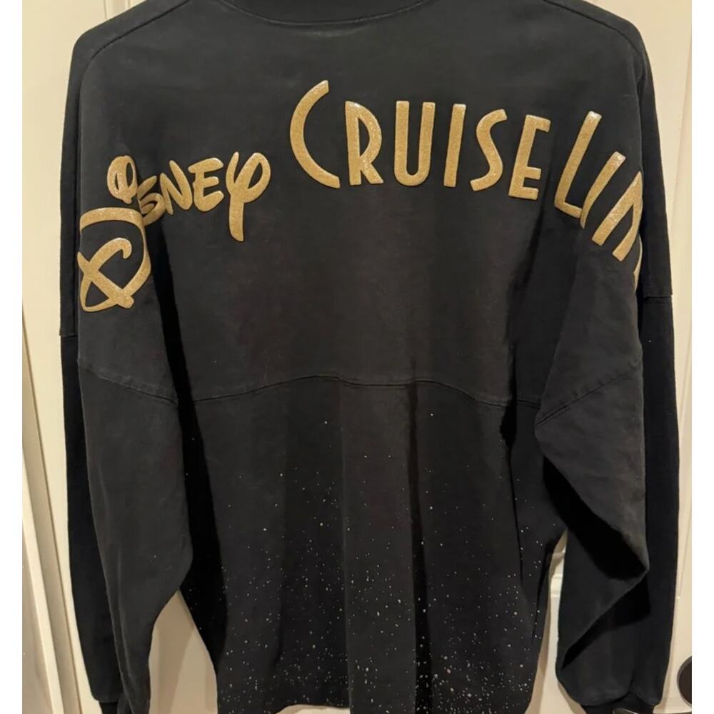 Disney Cruise Line Rose Gold Glitter Spirit Jersey Black Long Sleeve Medium - Picture 3 of 3